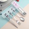 Ins Style Cartoon Stainless Steel Cutlery Set: Portable Chopsticks, Spoon & Fork for Students & Travel