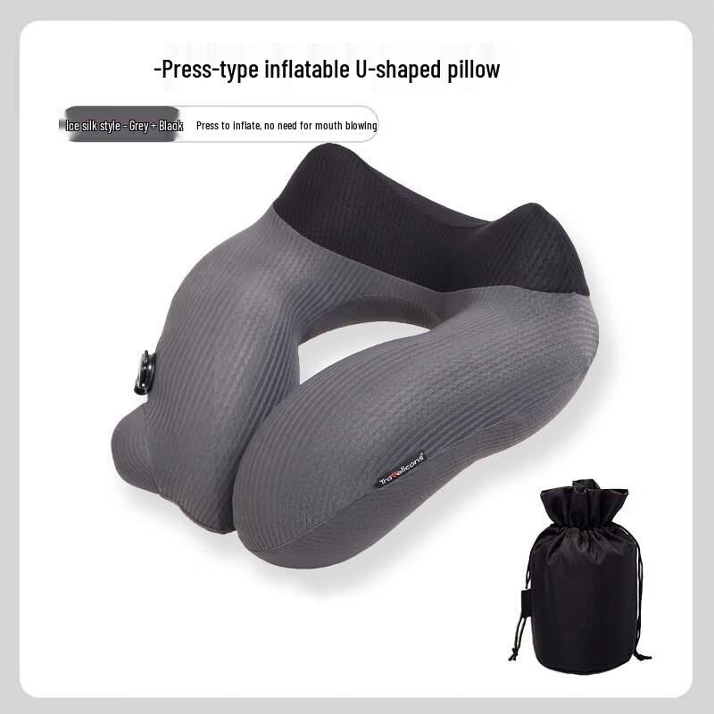 Press-Type Inflatable U-Shaped Travel Pillow