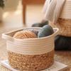 Handmade Storage Basket Cotton Rope Plant Basket Large Capacity Hand-Woven Flower Pot Holder Indoor Planter for Home Decor