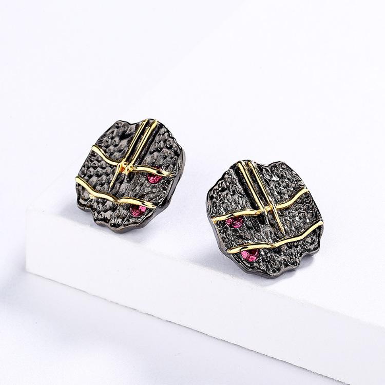 

Преувеличенный ретро-стиль, черное золото, комплект из трех предметов, натуральный гранат, рубин, бойфренд, кольцо, ожерелье, серьги, повседневные украшения