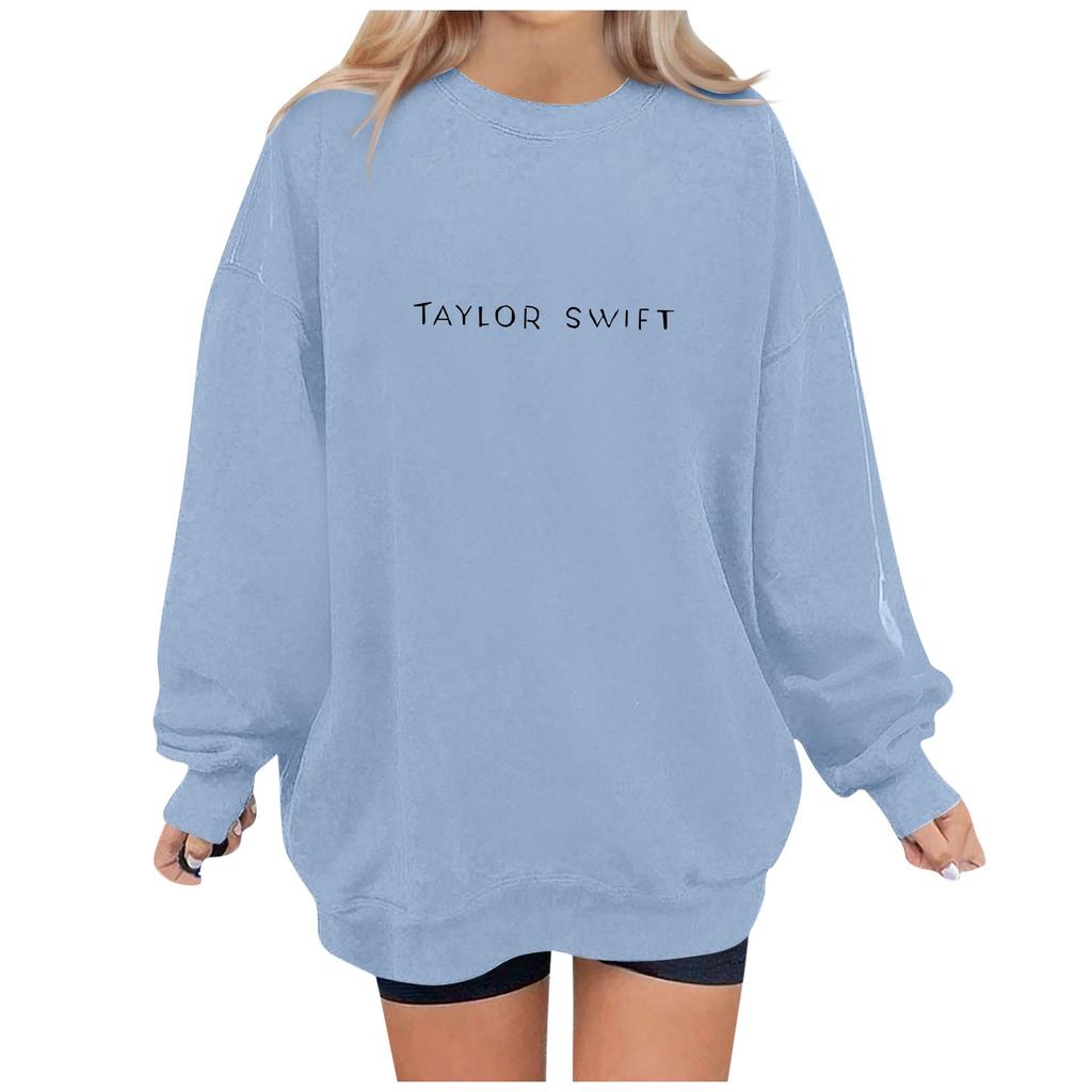 Top pulover cu mânecă lungă, cu decolteu O, cu imprimeu la modă casual