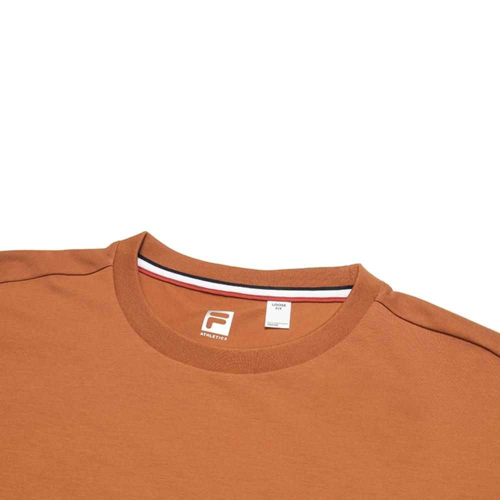 FILA Tennis Series Casual Classic Letter Print Short Sleeve Regular T-Shirt Women Tops Pineapple-Brown A11M523119F-OR
