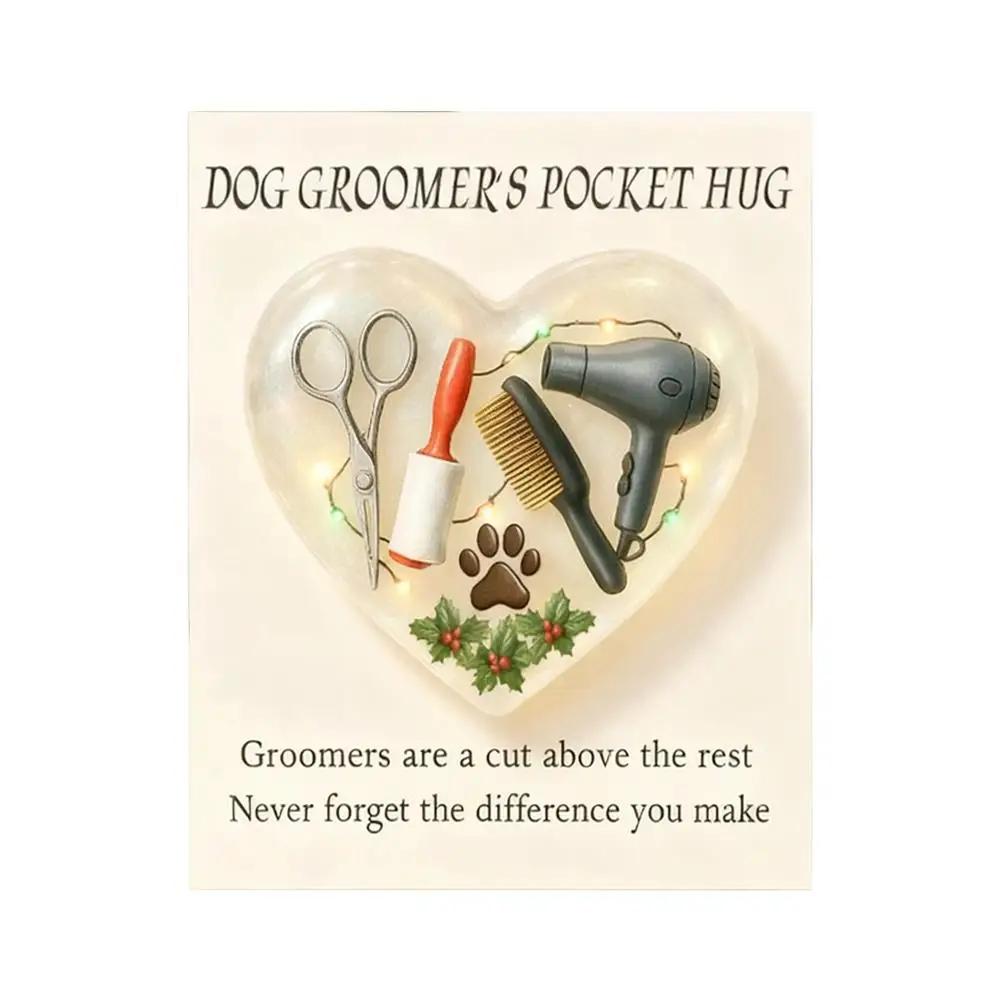 

Christmas Hug Pet Groomer Appreciation Cards 2D Acrylic Hairdresser Souvenir Clear Inspirational Card Pocket For Dog Groome V7I9