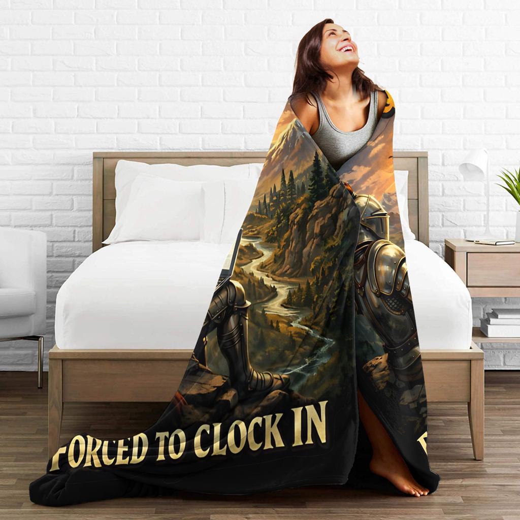 Born to Quest Forced to Clock in Blanket Fleece Summer Air Conditioning   Multifunction Super Warm Throw Blankets Bedspreads