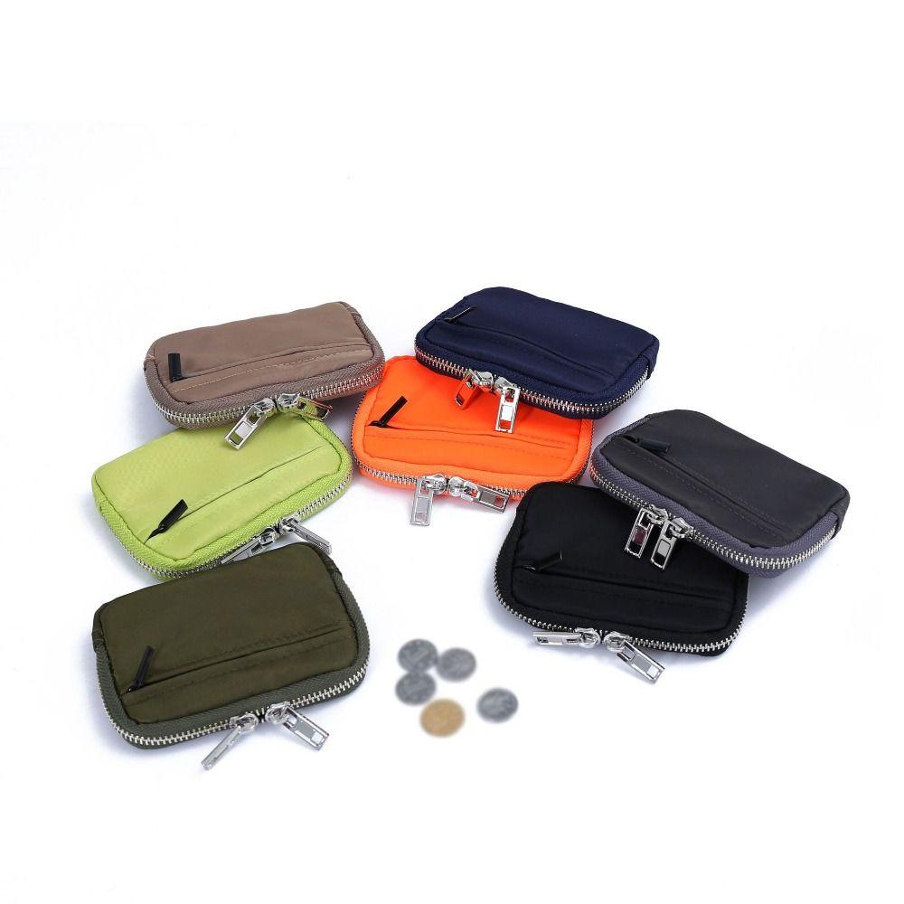 Portable Nylon Coin Purse RFID Anti-theft Korean Style Men Wallet Card Holder Zipper Pouch Mini Earbuds Storage Bag Girls