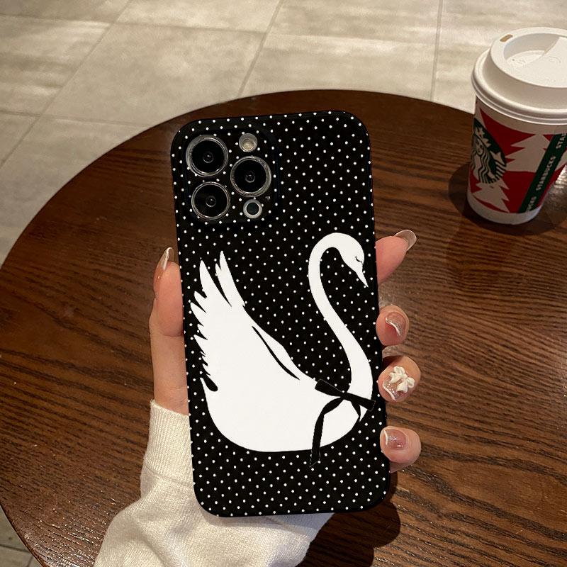Luxury Clmj white swan Dots Phone Case for Samsung Galaxy S20 S21 S22 S23 S24 S25 FE Plus Note20 Ultra 4G 5G Glossy Film Hard PC