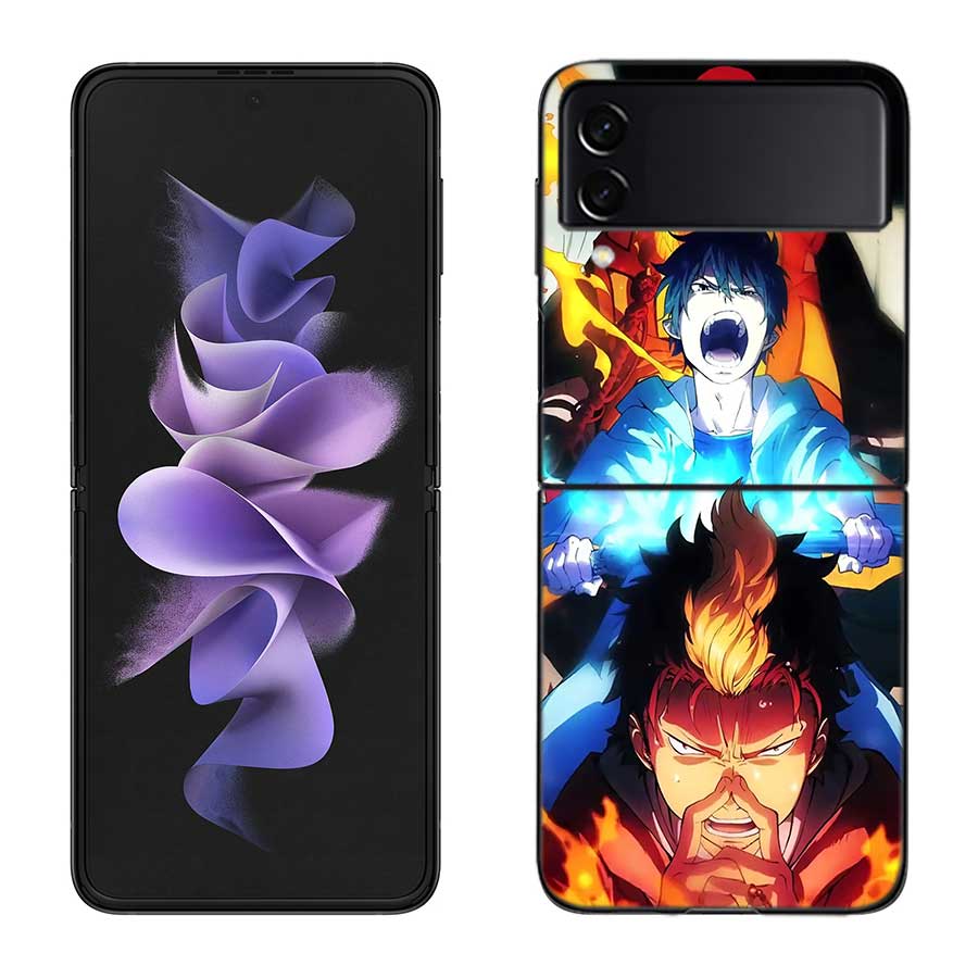 Anime Ao no Exorcist Okumura Rin Phone Case For Samsung Z Flip 7 6 5G Galaxy Z Flip 5 4 3 Black Hard Cell Cover Luxury PC Shell