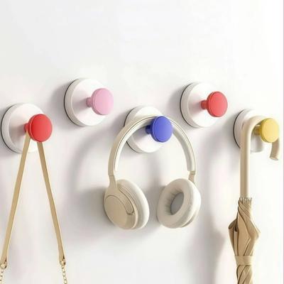 Colorful Strong Suction Cup Hook, No Punching Bathroom Kitchen Hook - Movable, Suitable for Keys, Towels, Bags, Dolls
