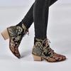 New Thick Heel Lace-up Women's Shoes Embroidered 35-43 Plus Size Fashion Retro Warm Short Boot Botas Femininas