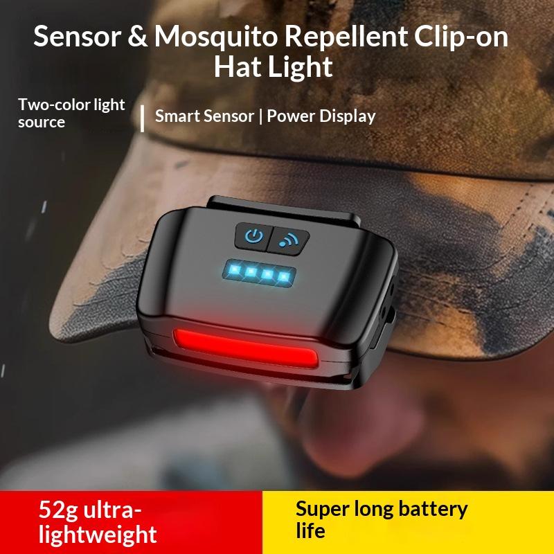 Intelligent Charging Induction Headlamp Fishing Hat Clip Light Outdoor Red Light Headlamp Charging Portable Hat Clip Light