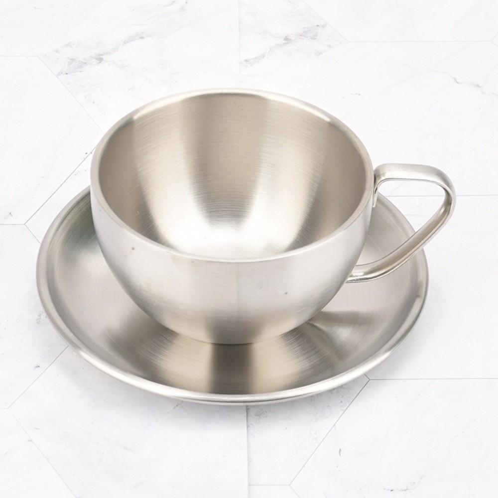 Double Walled Coffee Cup Set Heat Resistant Cup Saucer Set Exquisite Tea Mug Household Coffee