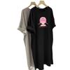 Koreanisches Sommer Casual Übergröße Midilanges Kurzarm T-Shirt Kleid