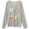 SanCai 2025 Autumn Cute Pet Print U-Neck Long-Sleeve T-Shirt