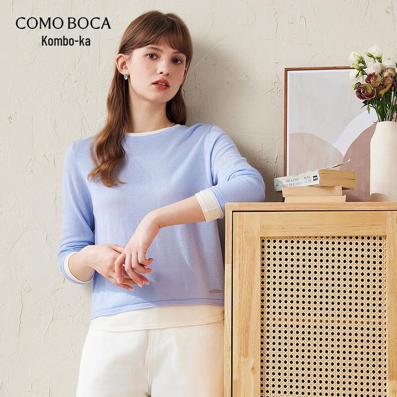 

Women s Faux Two-Piece Fine Wool Sweater L