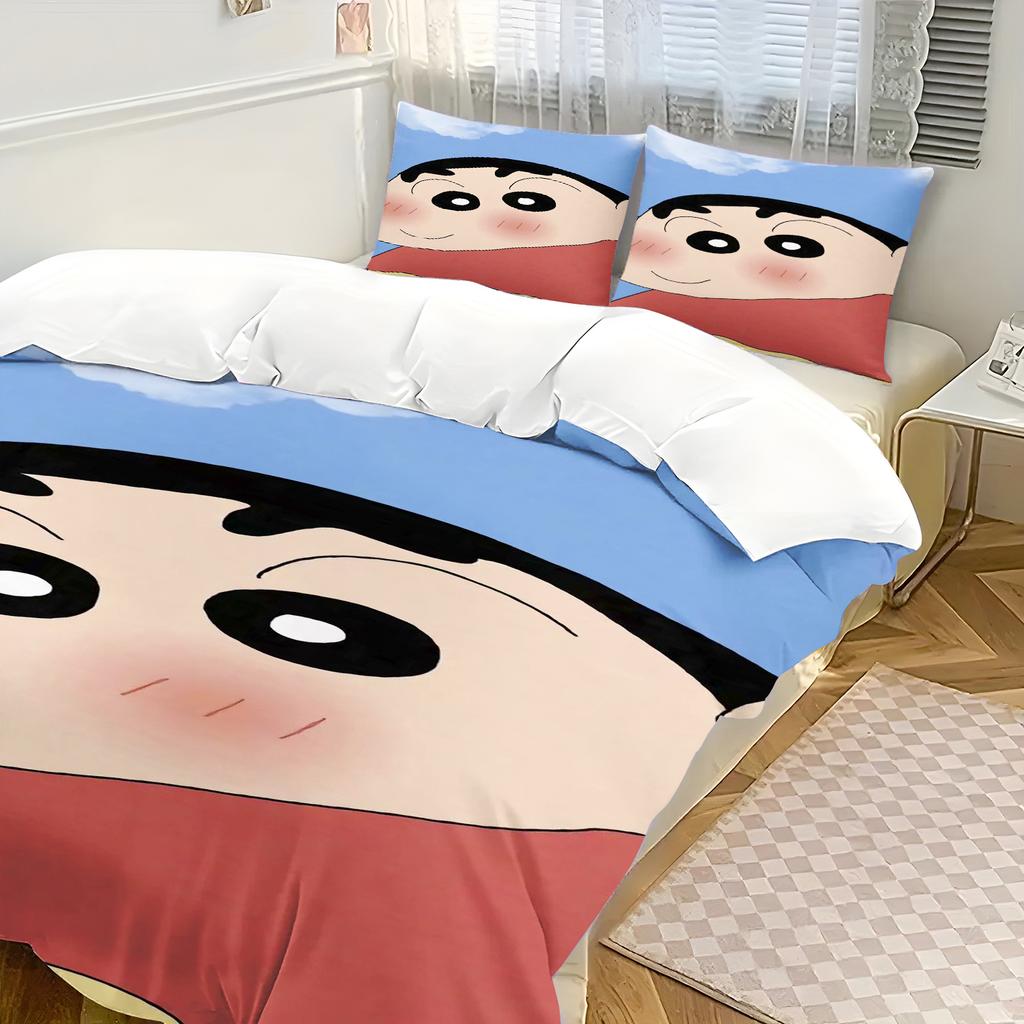 Påslakan Crayon Shin-chan Tecknad Japanska serier Hem Tryckt Kuddfodral Set Vuxen Sovrum Barn Täcke Sängkläder