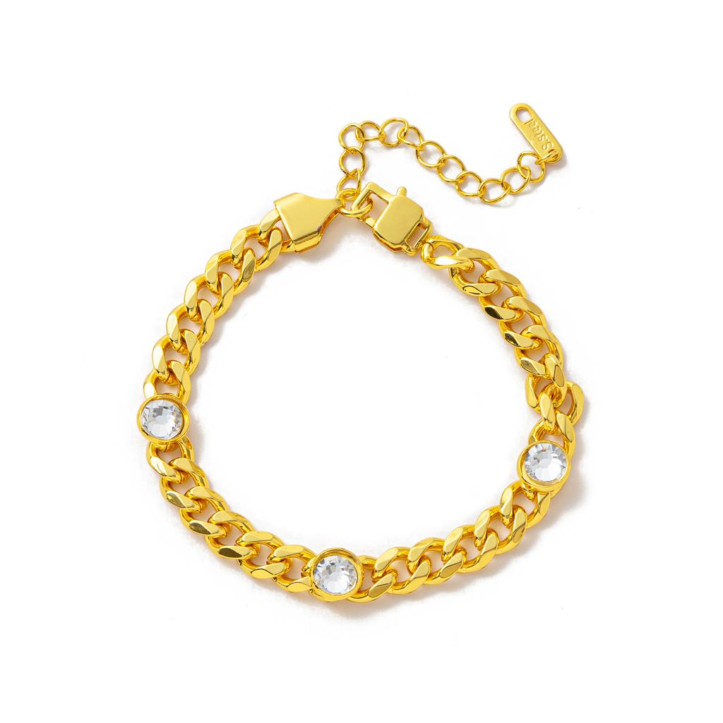 Titanium Steel Bracelet Fashion Personality Hip Hop Zirconium Necklace Furnace Vacuum Plating Gold Color Retention
