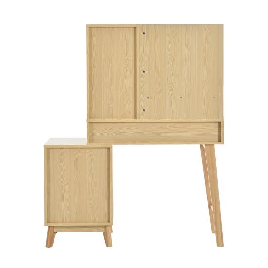Dressing Table with Multi Drawers Big Mirror Wide Desktop Large Storage Space Smooth Surface Storing Wooden