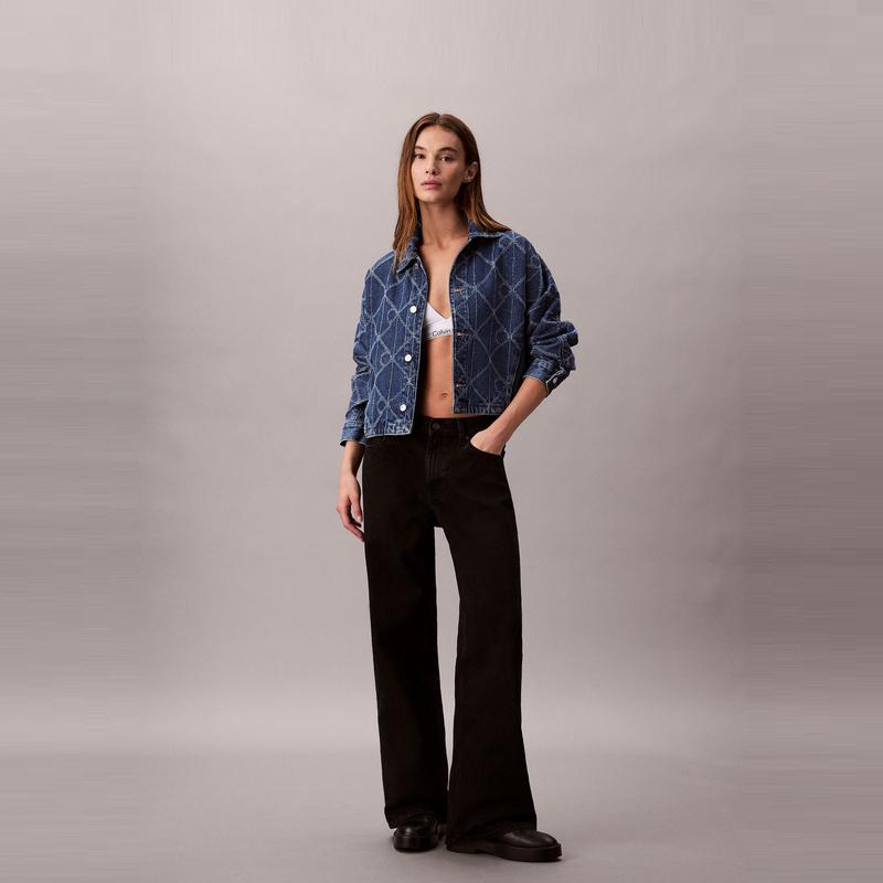 Calvin Klein Vintage Floral Jacquard Cotton Polo Denim Jacket Women Jackets 47D749G