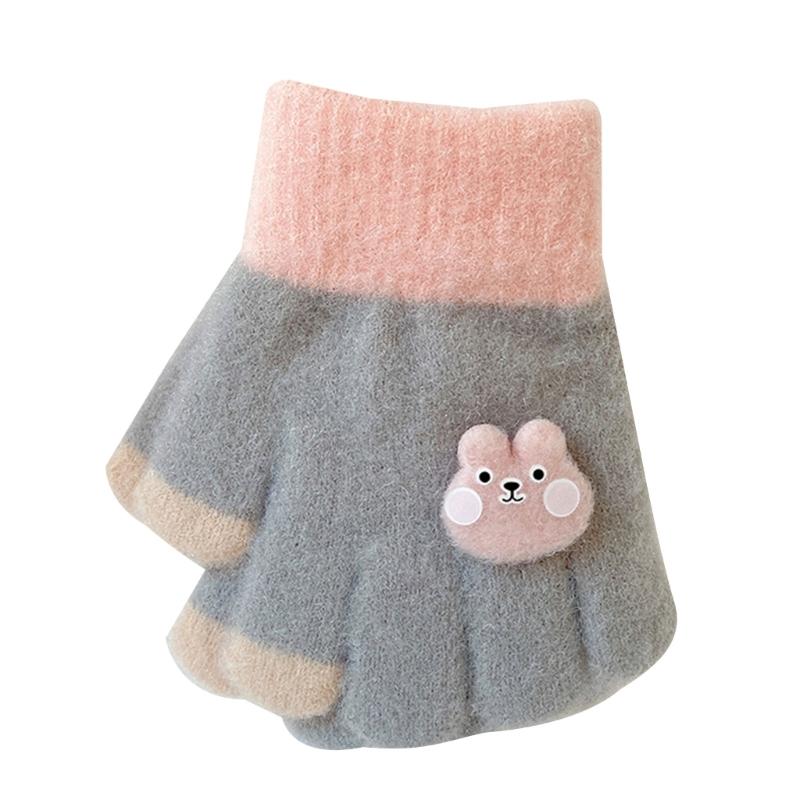 1Pair 24 Months Baby Wool Knitted Gloves Winter Warm Cute Boys Girls Full Finger Gloves for 1 2 3 Years Old Children Accessories