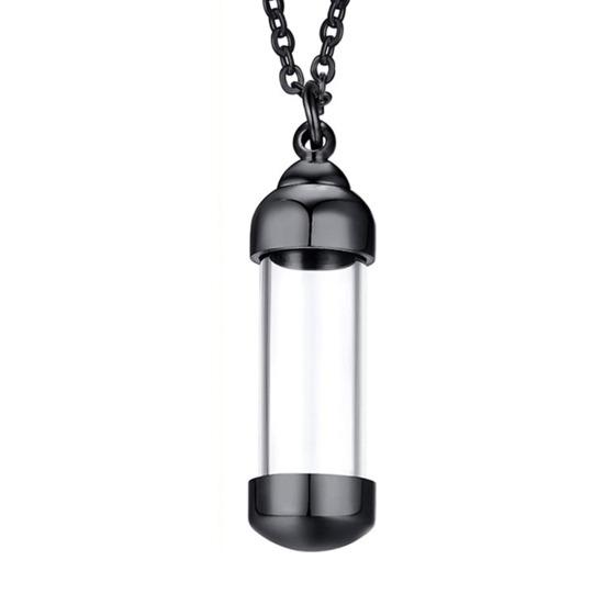 Pendant Necklace with Leak-Proof Steel Transparent Capsule Screw Cap Stainless Design Souvenir Keepsake