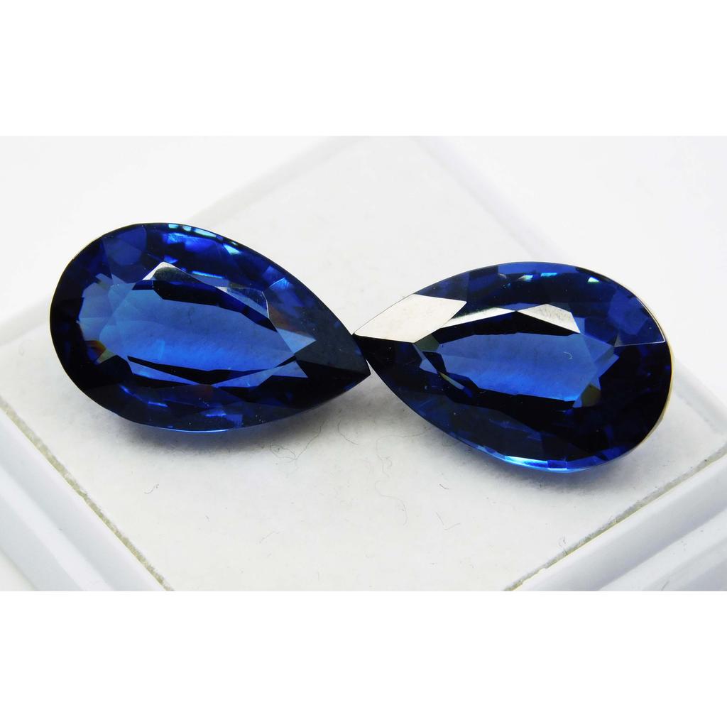 CERTIFIED 20.45 Ct Pair Natural Blue Sapphire Pear Loose Gemstone Earring Size A-1461
