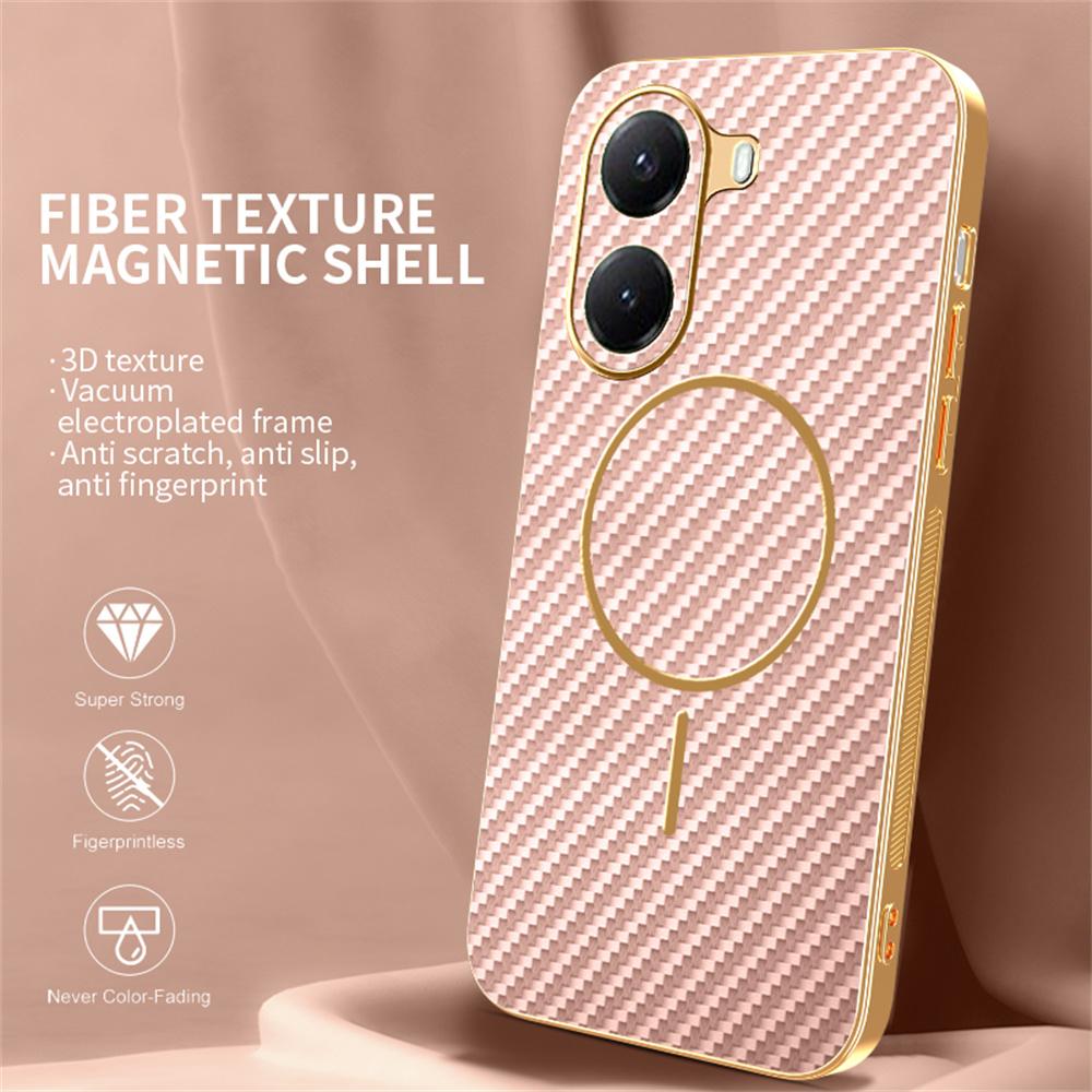 Etui na telefon Xiaomi Poco X7 Pro 5G/Redmi Turbo 4 5G z teksturą włókna węglowego, galwanizowana tylna pokrywa z TPU