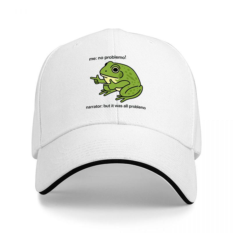 Frog Logo Black Baseball Cap with Green Amphibian Design and White Trim for Outdoor Wear and Casual Style