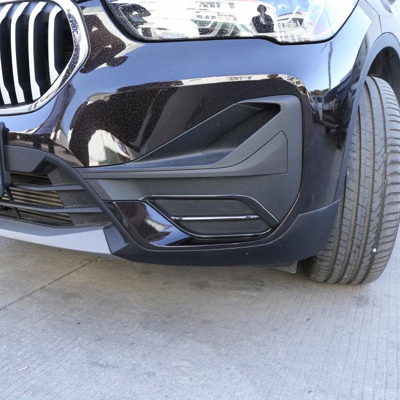 For BMW X1 F48 - ABS Carbon Fiber/Silver Car Front Fog Light Bumper Side Decorative Frame Trim Car Exterior Accessories