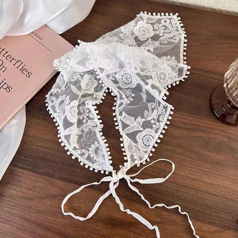 AISHG Weiß Gewebte Blumenspitze Haar-Schal Wickeltücher für Damen Retro Dreieck Kopftuch Hut Mädchen Stirnband Haarschmuck