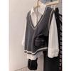 2025 Women Plus Size Sweaters Vest Autumn Solid V-Neck Sweaters Knitting Loose Grey Sweater