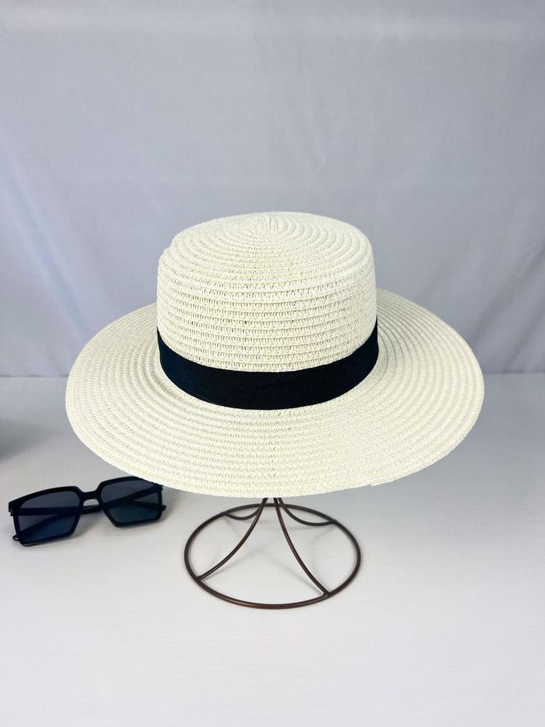 Panama Lafite Flat Top Straw Hat Summer Tourism British Simple Shade Sun Hat Beach Eaves Straw