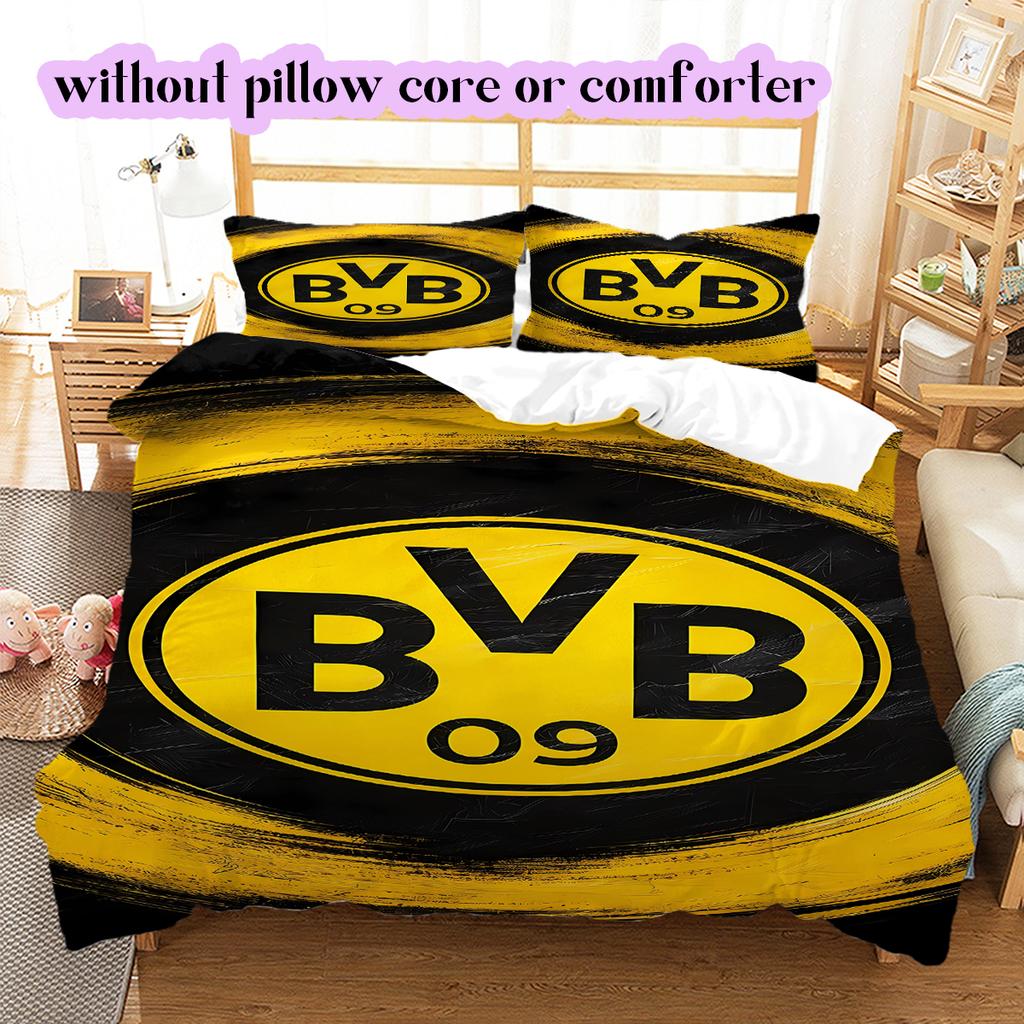 football Logo Pattern Bedding Quilt Set Quilt Cover Pillowcase Home Decoration Birthday Gift (1*duvet cover+ 2*pillowcase, without core)