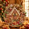 Religiöse Feiertagsdekorationen Weihnachten Perlmuttmalerei Sonnenfänger-Set, 3D Krippe/Weihnachtsmann/Vogel/Baum Festliche Heimdeko Akzente Perlen
