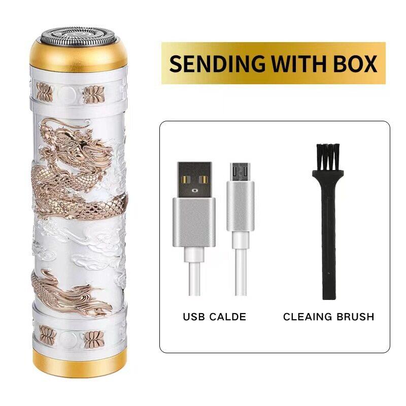 Bærbar elektrisk barbermaskin USB oppladbar barbermaskin Mini elektrisk barberhøvel med rensebørste og nesehårtrimmer elektrisk barbermaskin for menn