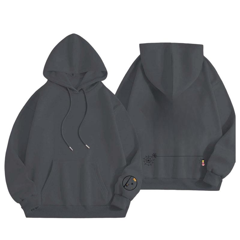 Neues Herbst Winter Spider Print Kapuzensweatshirt Bequeme Modische Warme Kapuzenpullover-Weicher Mittlerer Stretch Polyesterstoff Winter Relaxed Fit Kleidung