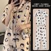 Japanese Kitty Cat Pajamas Women's Summer Thin Short-sleeved Trousers Loose Plus Size Girl Raw Loungewear Set