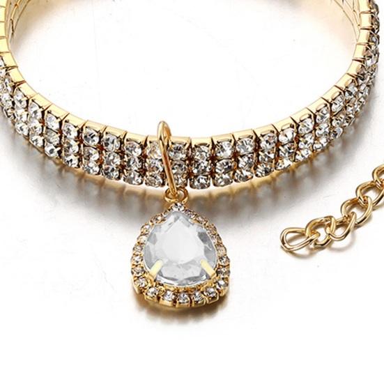 Yousheng Pet Collar Sparkling Rhinestone Pet Necklace Adjustable Stylish Pendant Jewelry Cats Dogs Necklace Pet Supply