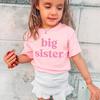 Dívčí ležérní tričko s potiskem písmen "Velká sestra" na léto, Dětské módní tričko s krátkým rukávem