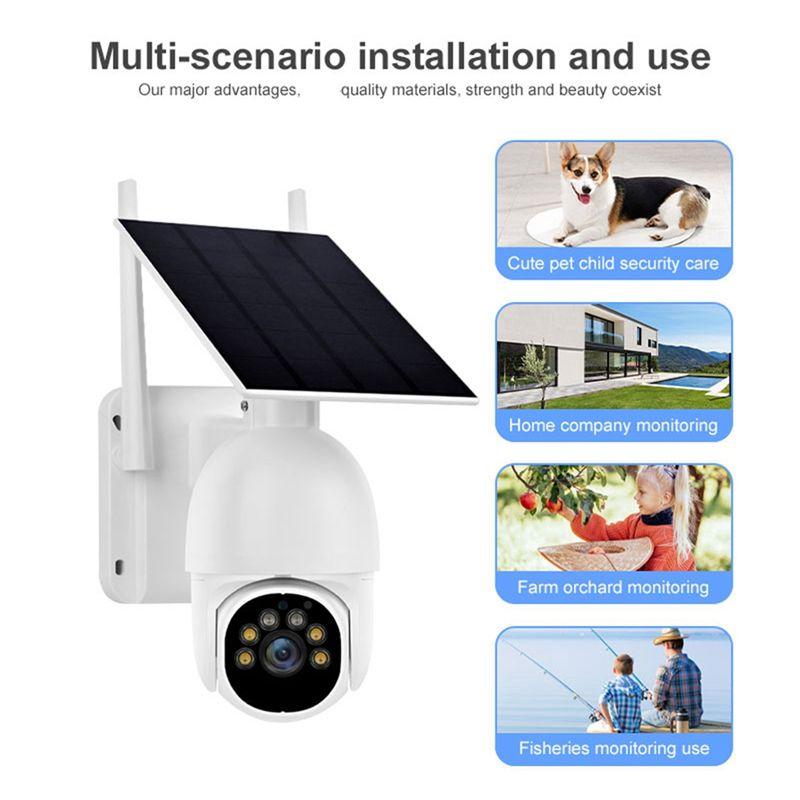 ABUO-Wifi Outdoor Cameras Wireless Security Surveillance Camera Low Power Consumption 360°View Spotlight EU Plug