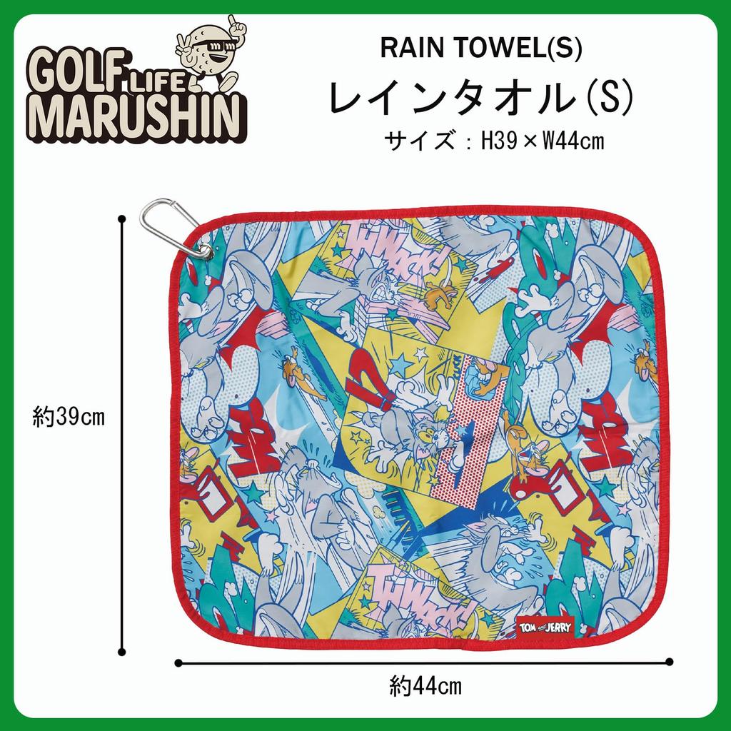 Marushin Golf Towel S, Tom and Jerry, Enjoy Comic, Microfiber, with Carabiner, Absorbent, Character, 4105051800