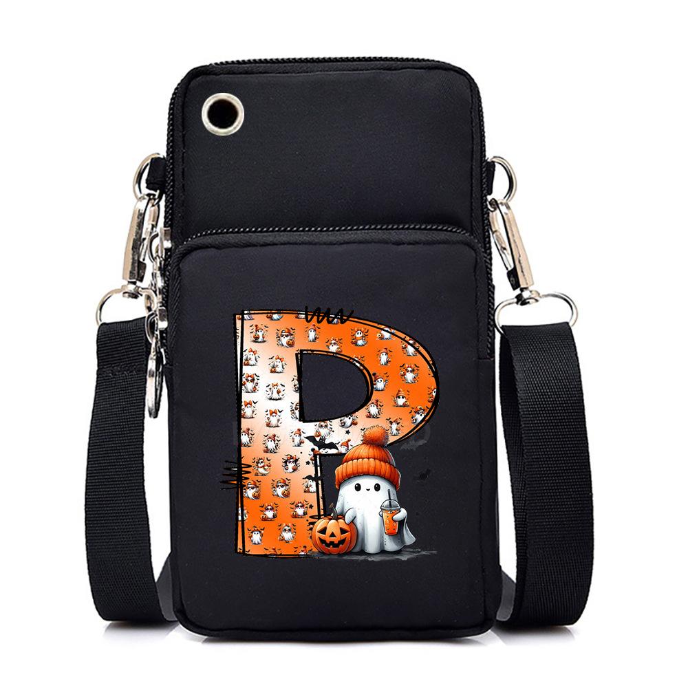 Halloween letter printing trend mobile phone bag vertical square black messenger bag change bag