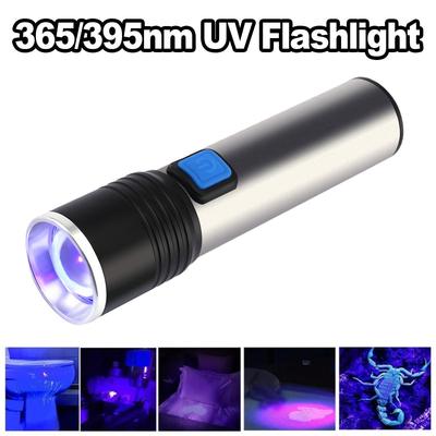 Uv Led Flashlight Violet Light Black Aluminum Flashlights Torch Portable Usb Recharge Ultraviolet 3-light-modes 365nm 395nm Easy