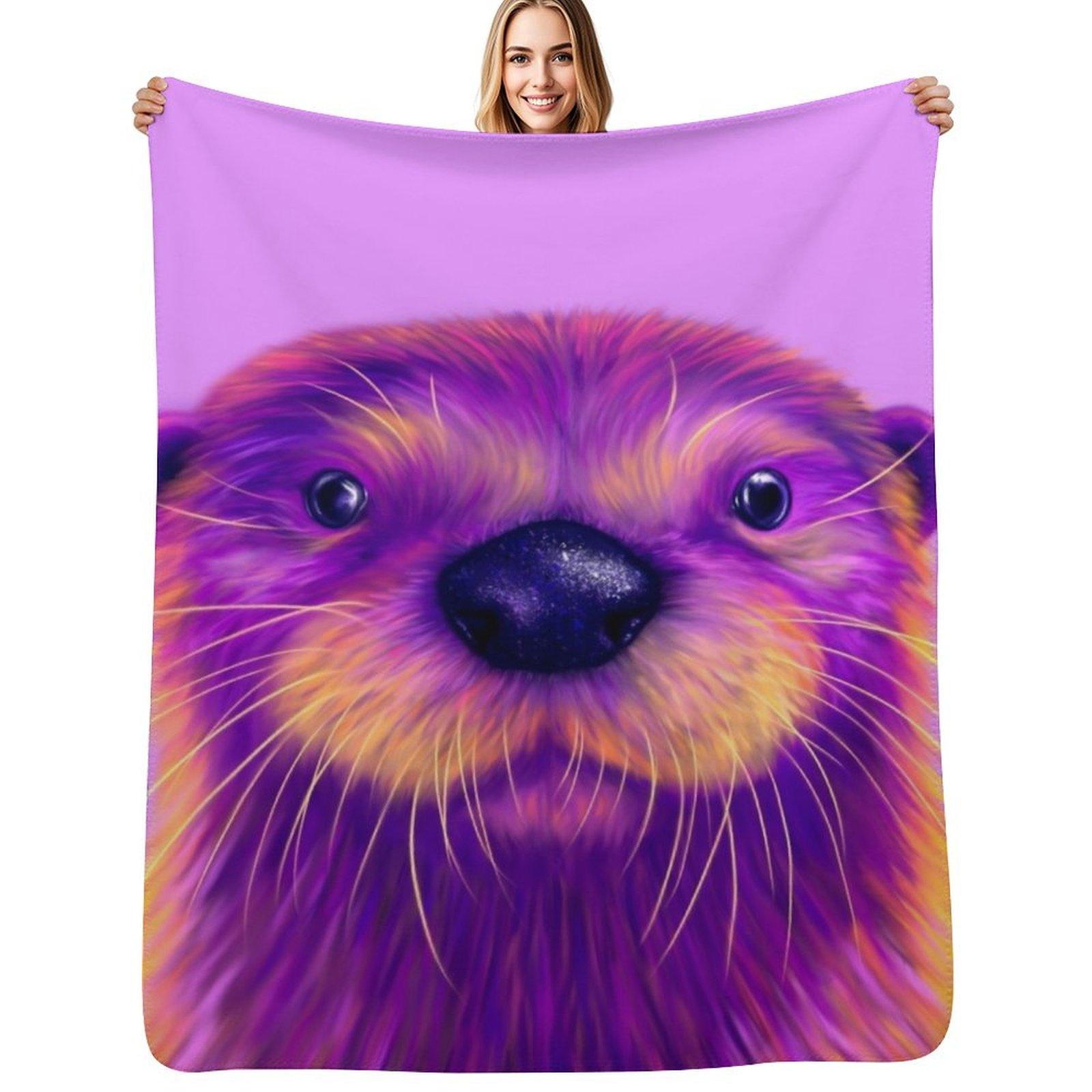 Purple Otter Throw Blanket Stylish Decor Blanket Gift for Friends Roommate 102x76cm(40x30in)