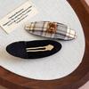 Cute Cartoon Bear Hair Clips Fabric Plaid Side Clip Sweet Girl Oval Bangs Clip Hairpin Barrettes Headwear Hair Accessories 1pc