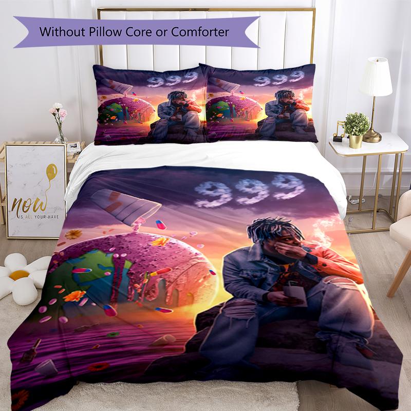 3pcs Juice WRLD Bedding Set Duvet Cover Closure Includes 1 Duvet Cover & 2 Pillowcases, Soft and Comfortable for All Seasons.