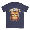 Meowl Funny Meow Cat Owl Brainrot Meme 100 Cotton TShirt For Unisexs Beach Vintage T Shirts O Neck Hippie Tees Plus Size Clothes