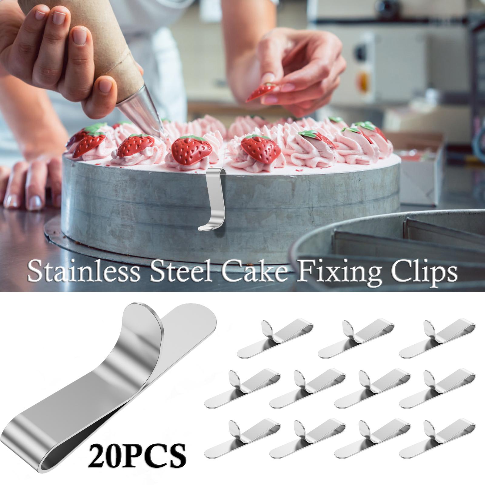 20Pcs Cake Fixing Clips Stainless Steel Adjustable Cake Clamp Cake Rings Holder Dessert Baking Accessories Kitchen Bakery Gadget