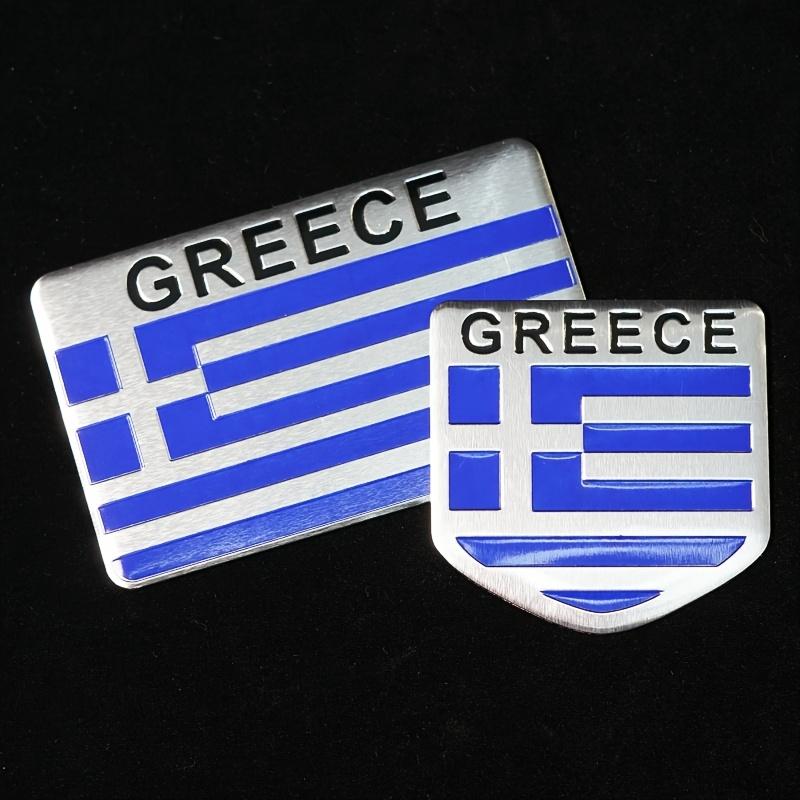 2 pièces/set drapeau grec drapeau Grec LOGO GRÈCE alliage d'aluminium autocollant de voiture logo de voiture modification de voiture panneau de voiture plaque signalétique logo de voiture autocollant de voiture rayure de carrosserie