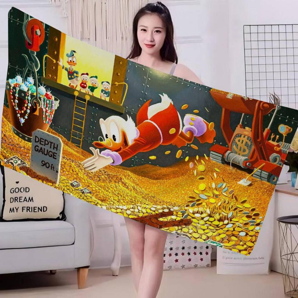 D-Donald D-Duck Game Beach Towel Cartoon Cute Summer Kids Large Bath Pool Beach Towel Microfiber Absorbent for Swimming Travel