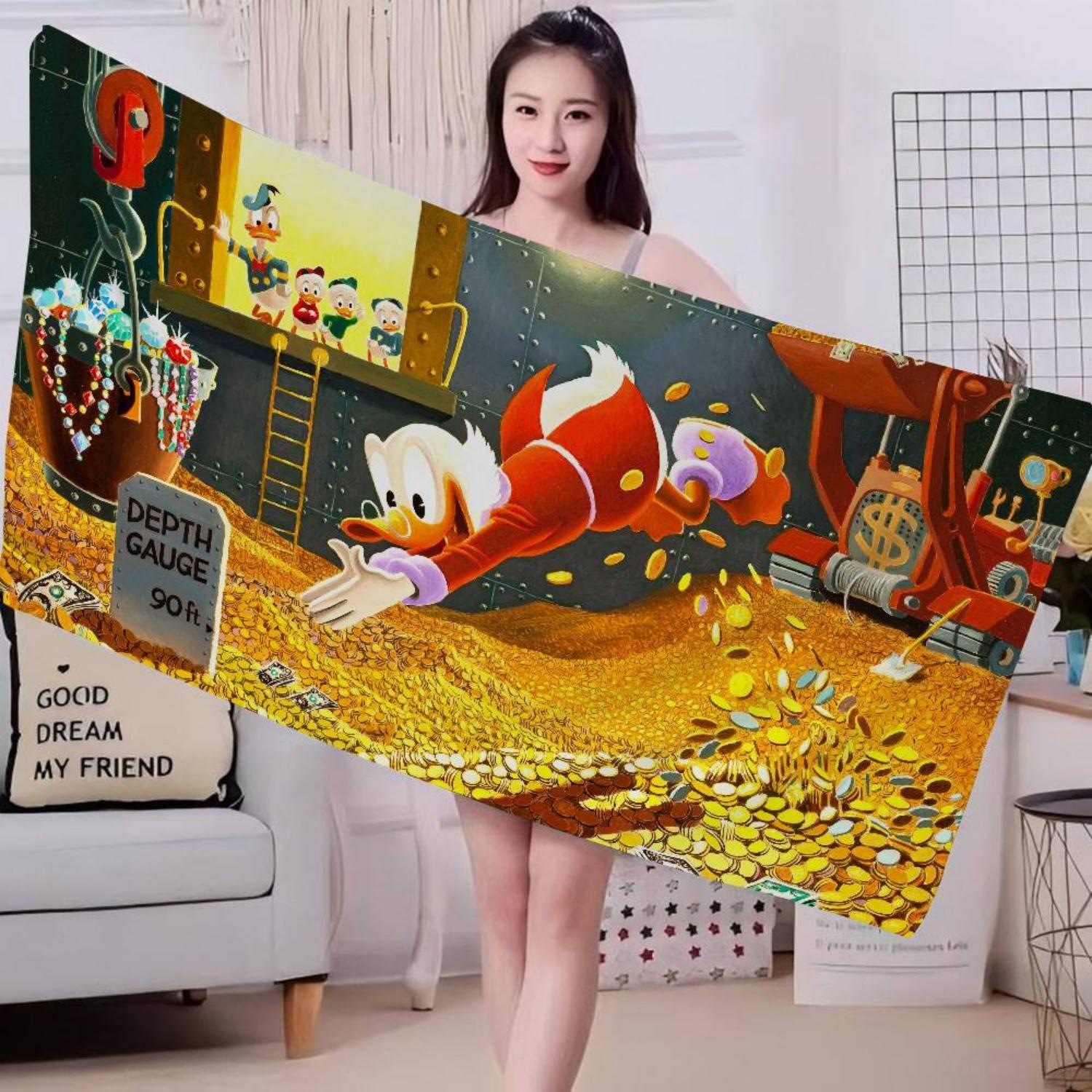 

D-Donald D-Duck Game Beach Towel Cartoon Cute Summer Kids Large Bath Pool Beach Towel Microfiber Absorbent for Swimming Travel W40*H60(CM)